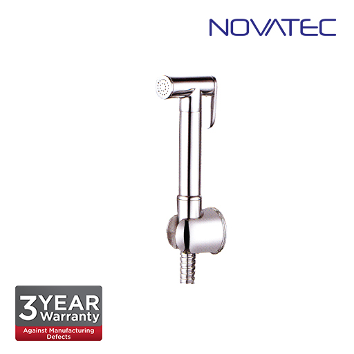 Novatec Chrome Plated Brass Hand Spray Bidet With 1.2M Stainless Steel Flexible Hose & Wall Bracket 