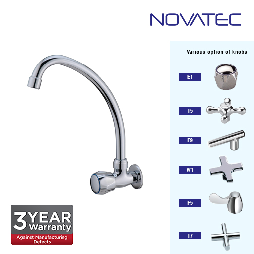 Novatec Kitchen Chrome Plated Wall Sink Tap W1-1151