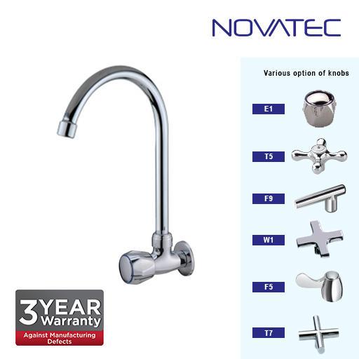 Novatec Kitchen Chrome Plated Wall Sink Tap E1-1151H
