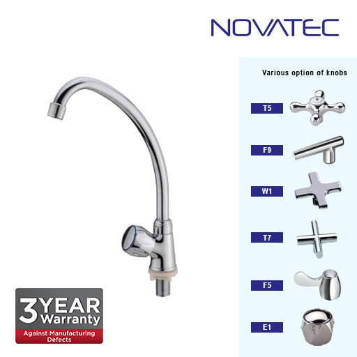 Novatec Kitchen Chrome Plated Pillar Sink Tap F5-1171
