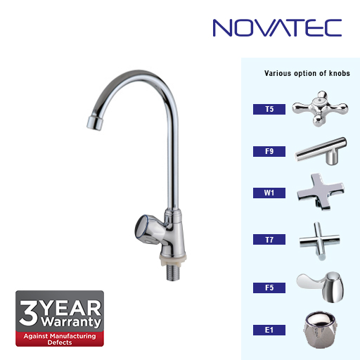 Novatec Kitchen Chrome Plated Pillar Sink Tap E1-1171H