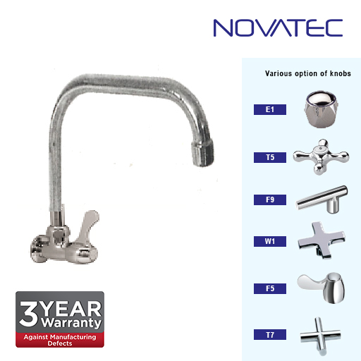 Novatec Kitchen Chrome Plated Wall Sink Tap F9-1151SQ