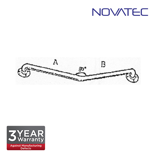 Novatec Stainless Steel Wall 150?Angled Grab Bar 38mm GBAR-150A