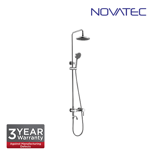 Novatec Shower post with exposed bath shower mixer, 8 inch brass rain shower head OM1006