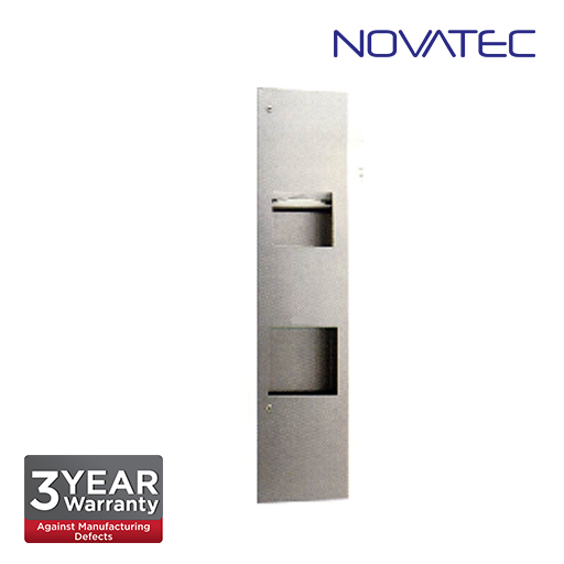 Novatec 3-In-1 Stainless Steel Recessed Paper Towel Dispenser, Waste Receptacles And Automatic Hand 