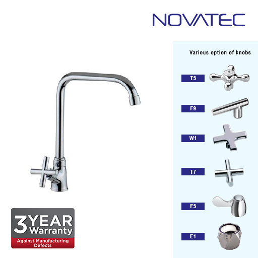Novatec Chrome Plated Pillar Sink Tap T7-1171SQ