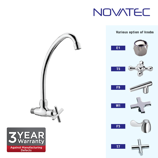 Novatec Chrome Plated Wall Sink Tap T7-1151