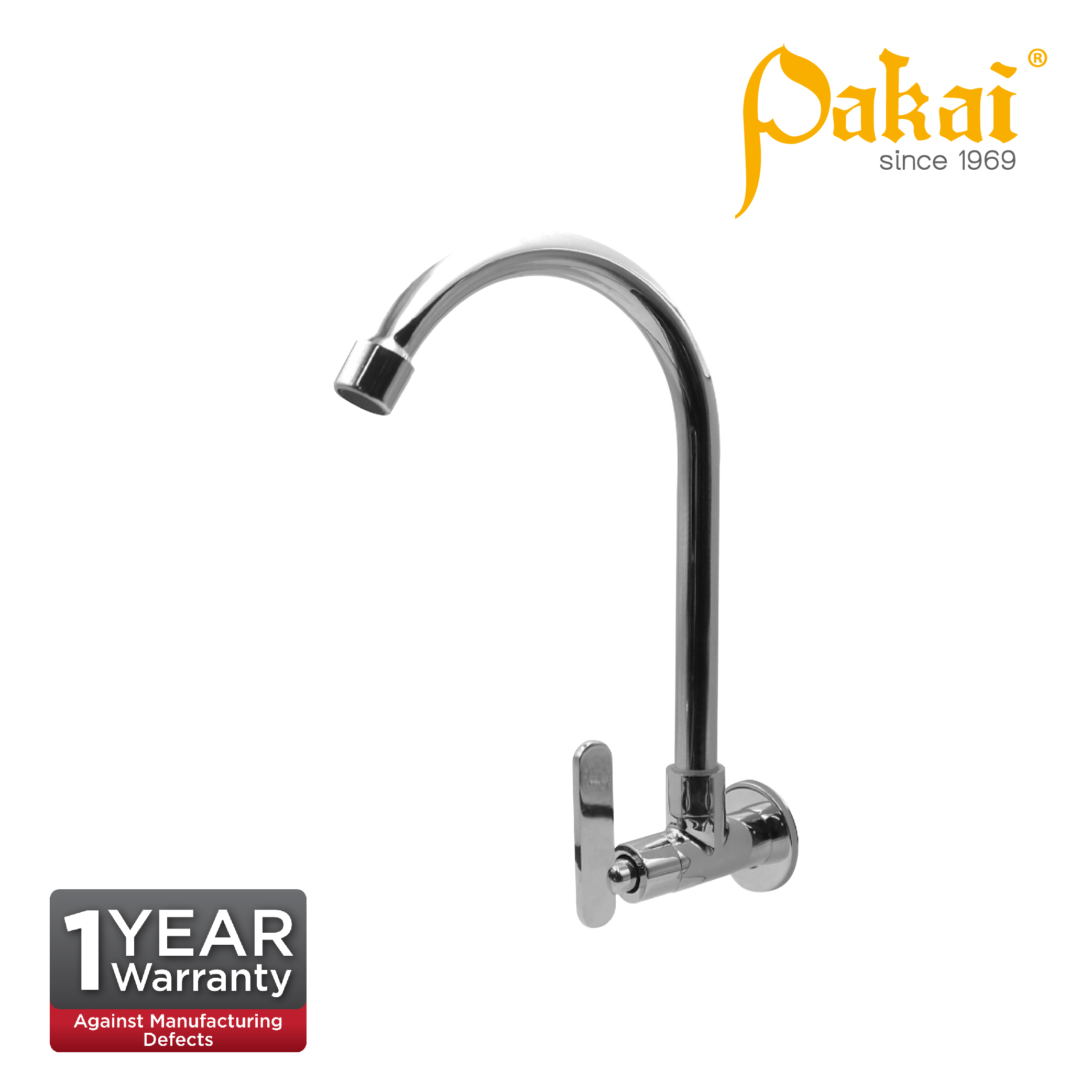 VERTO Series Chrome Plated Wall Sink Tap with Swivel Spout